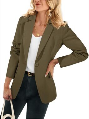 City Bell Olive Tailored Single-Button Blazer size Medium